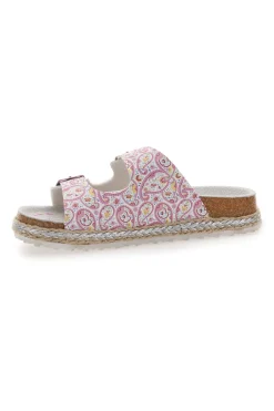 Weiße Hausschuhe mit doppeltem rosa Glitzerband PITT KIDS 14507