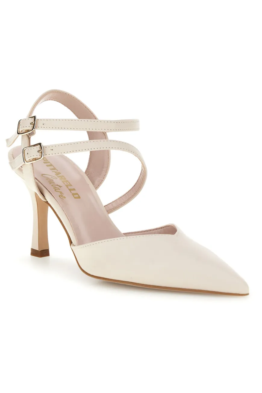 Weiße Pumps mit Riemen Pittarello couture 3811S