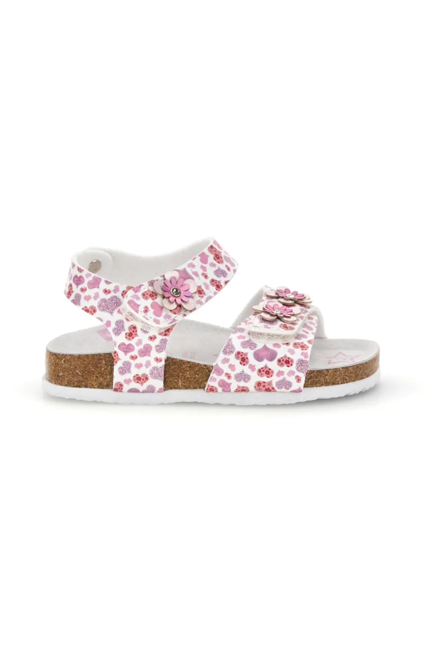 Weiße Sandalen mit Herzchen Print Pitt kids 14609