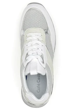 Weiße Schnürschuhe mit Plateau und Obermaterial mit Glitzer CAFE‘ COST H1506049