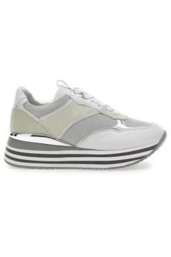 Weiße Schnürschuhe mit Plateau und Obermaterial mit Glitzer CAFE‘ COST H1506049