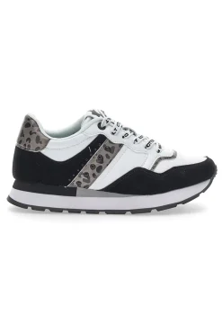 Weiße/schwarze Lunar-Sneaker mit Baumwollgürtel