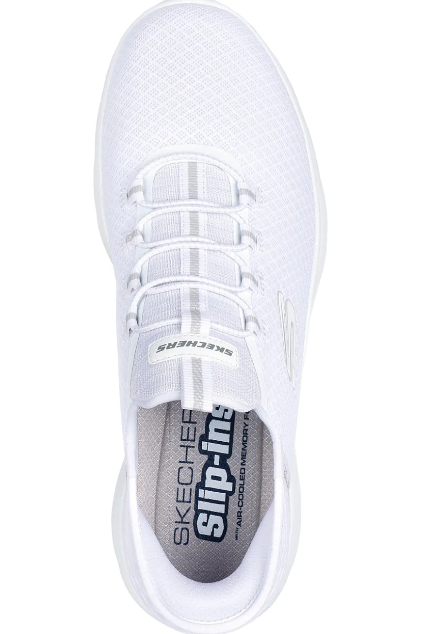 Weiße Slip-on-Sneaker aus Mesh mit Air Cooled Memory Foam, Skechers Summits High Range