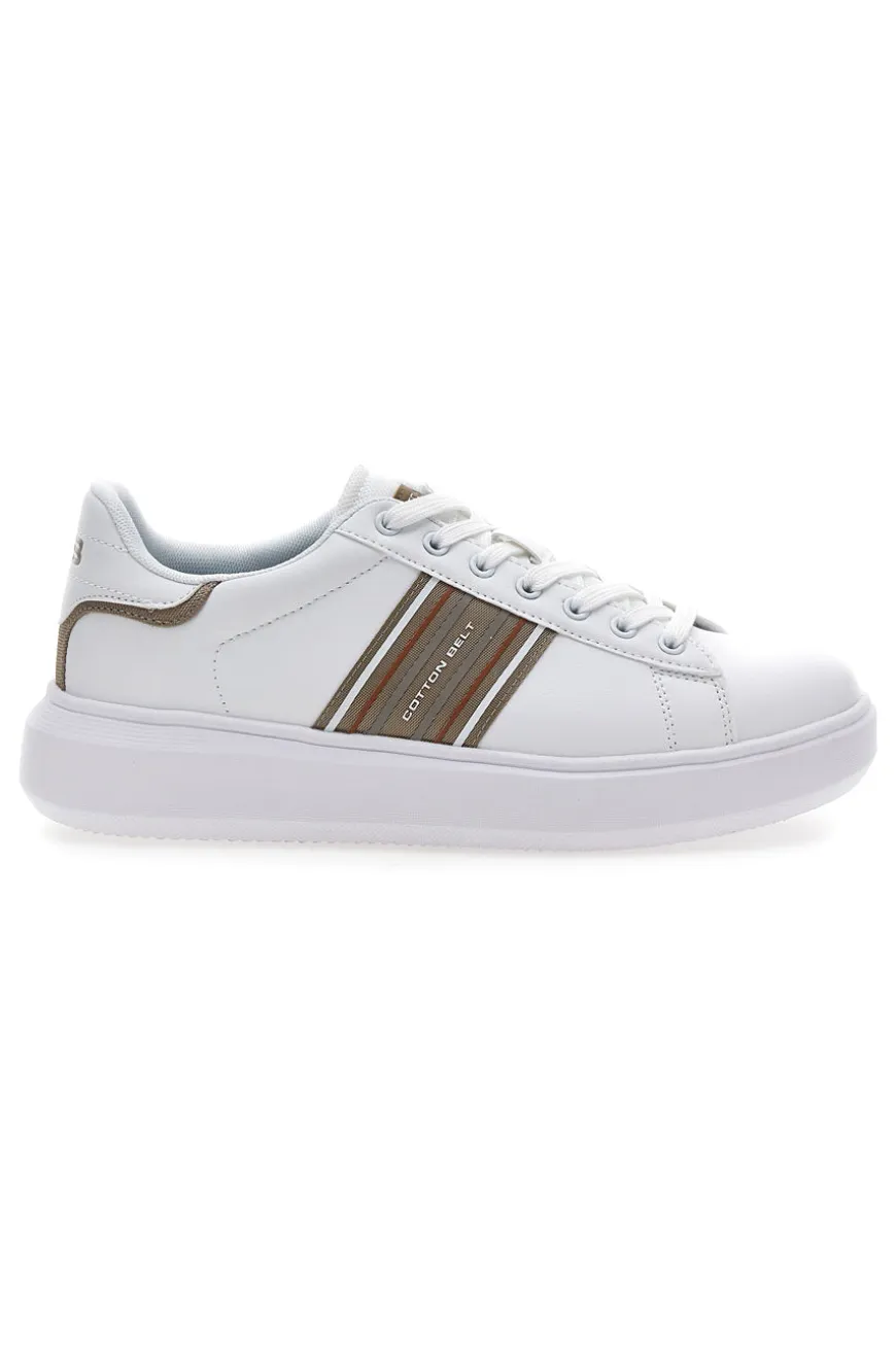 Weiße Sneakers mit goldenen Seitenstreifen Baumwollgürtel BRIGHTON 2.0 LTH