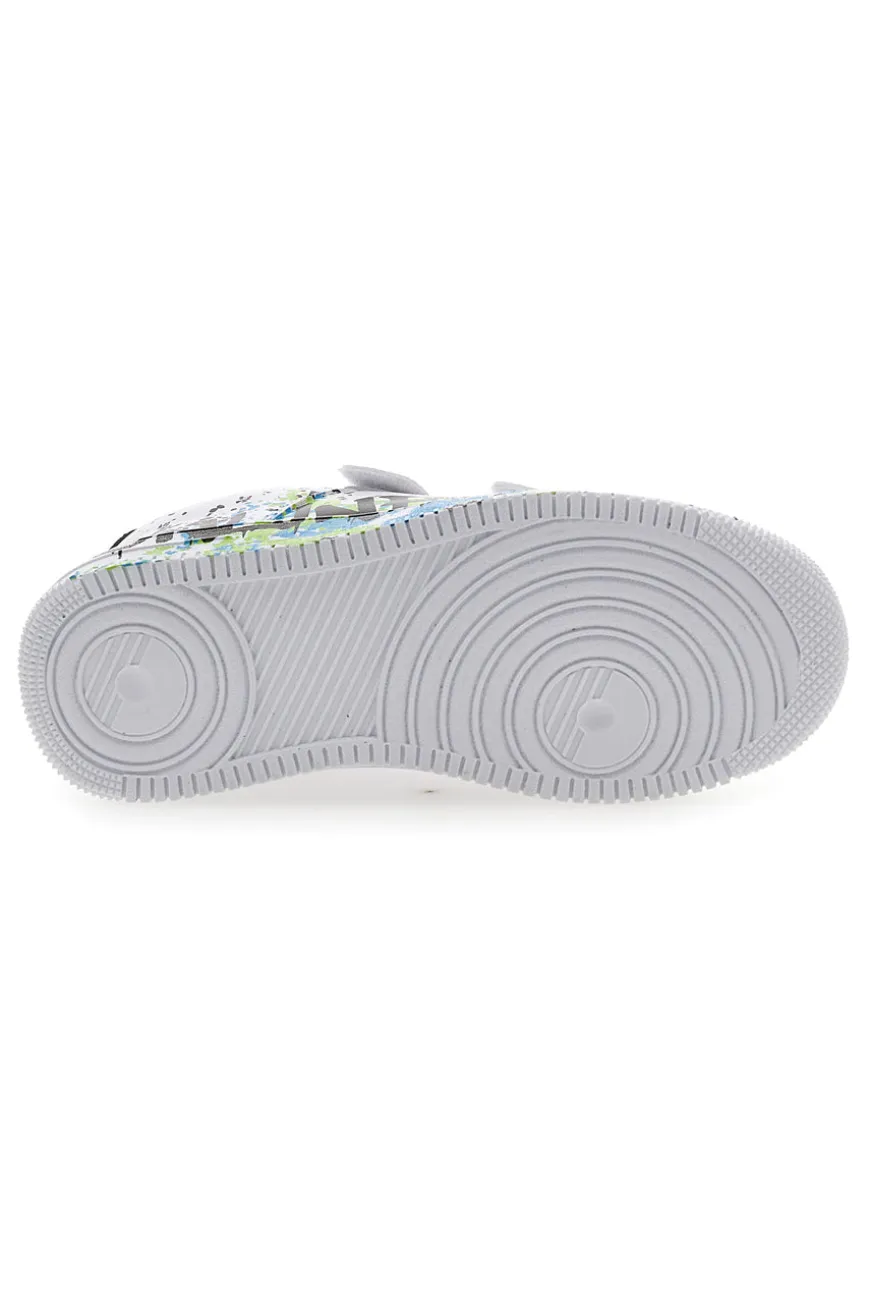 Weiße Sneakers mit Klettverschluss und perforiertem Obermaterial PITT KIDS K191562