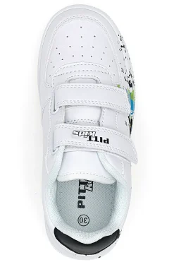 Weiße Sneakers mit Klettverschluss und perforiertem Obermaterial PITT KIDS K191562