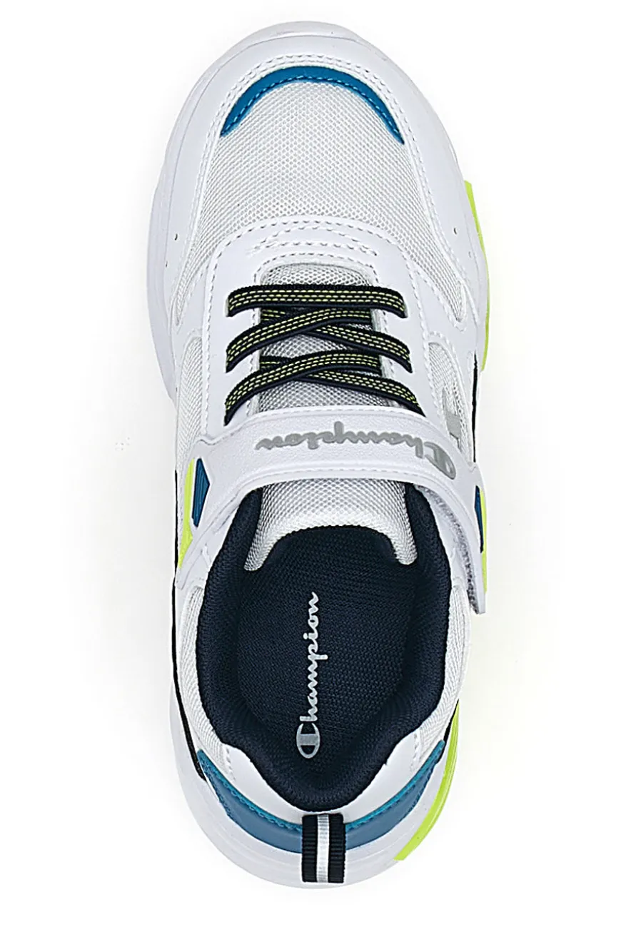 Weiße Sneakers mit Lichtern und blauen und grünen Details CHAMPION WAVE B PS