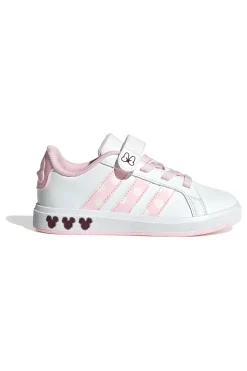 Weiße Sneakers mit rosa Details und Klettverschluss Adidas Grand Court Minnie El K