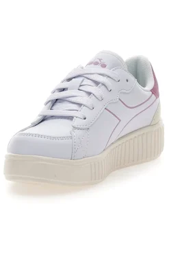 Weiße Sneakers mit rosa Details und hoher Sohle Diadora Game Step Tutu PS