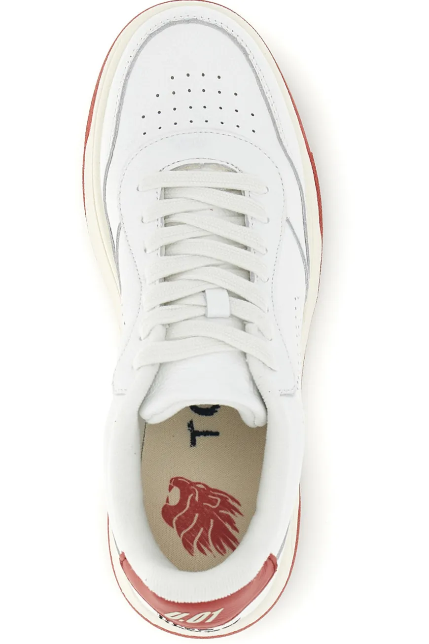 Weißes und rotes Leder perforierte Zehe Turnschuhe U.power U1003RM