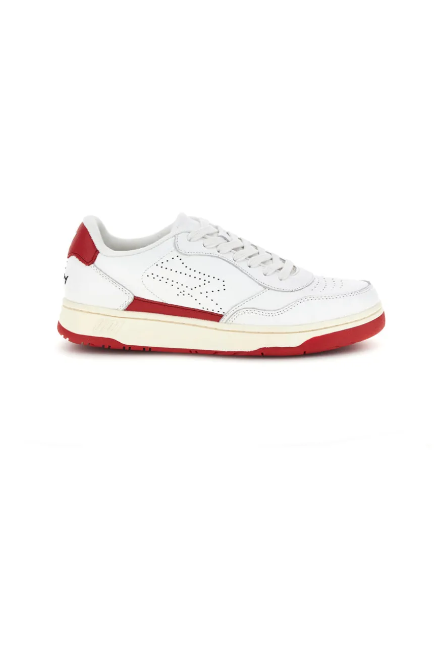 Weißes und rotes Leder perforierte Zehe Turnschuhe U.power U1003RM