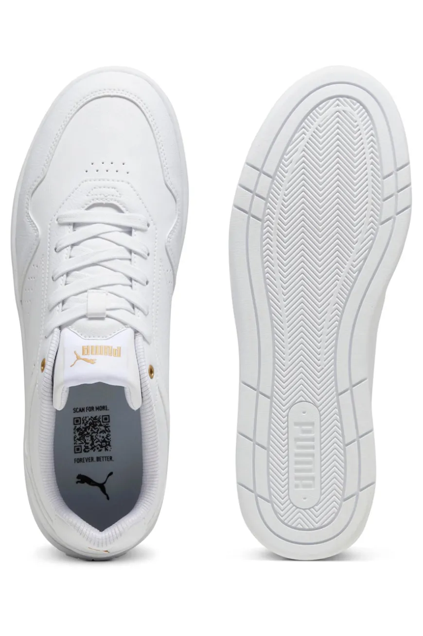 Weiße Turnschuhe mit goldenen Details Puma Court Classic