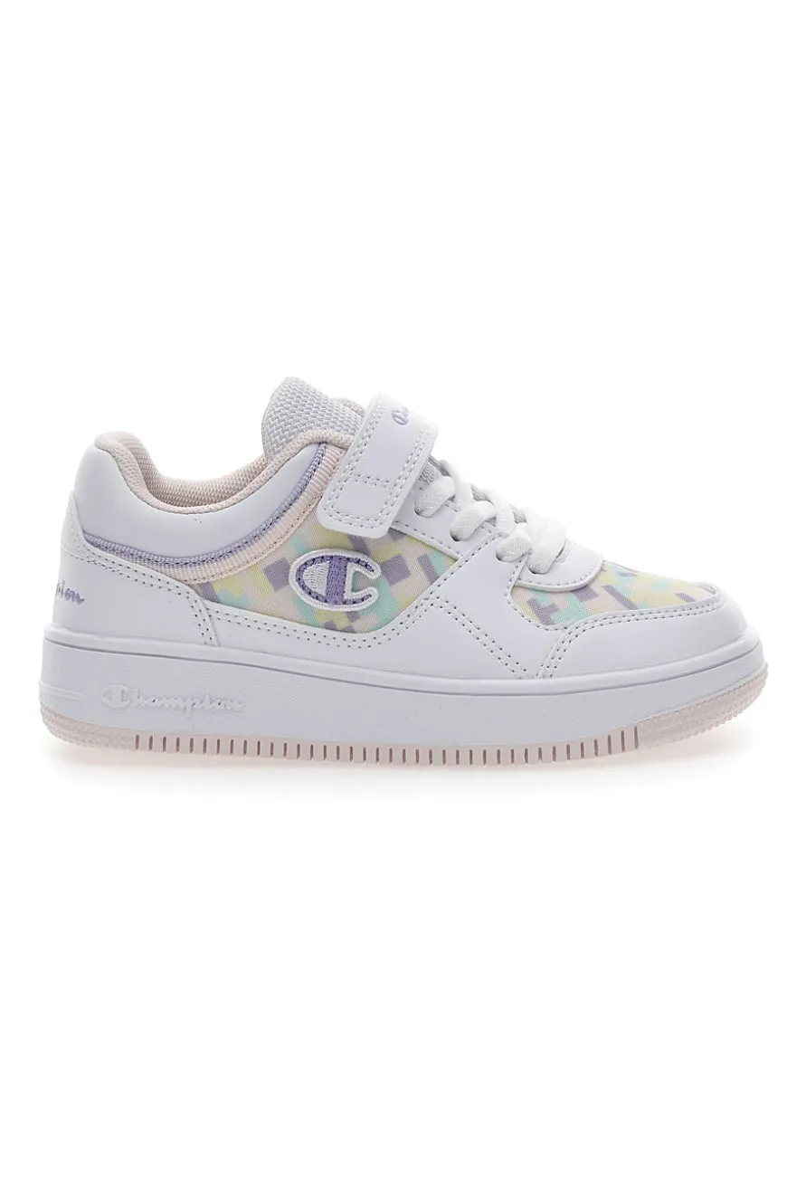 Weiße Turnschuhe mit Klettverschluss-Champion-Rebound-Grafik