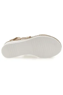Weiße und beige Sandale mit mittlerem Keilabsatz PITTARELLO LOOK MK3313109