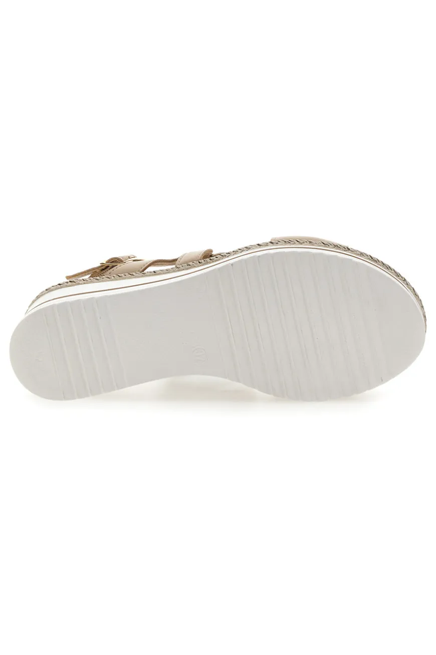 Weiße und beige Sandale mit mittlerem Keilabsatz PITTARELLO LOOK MK3313109