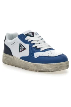 Weiße und blaue Sneakers mit Vintage-Sohle Leone 44