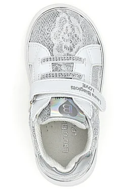 Weiße und silberne Sneakers mit Klettverschluss LAURA BIAGIOTTI AG17132