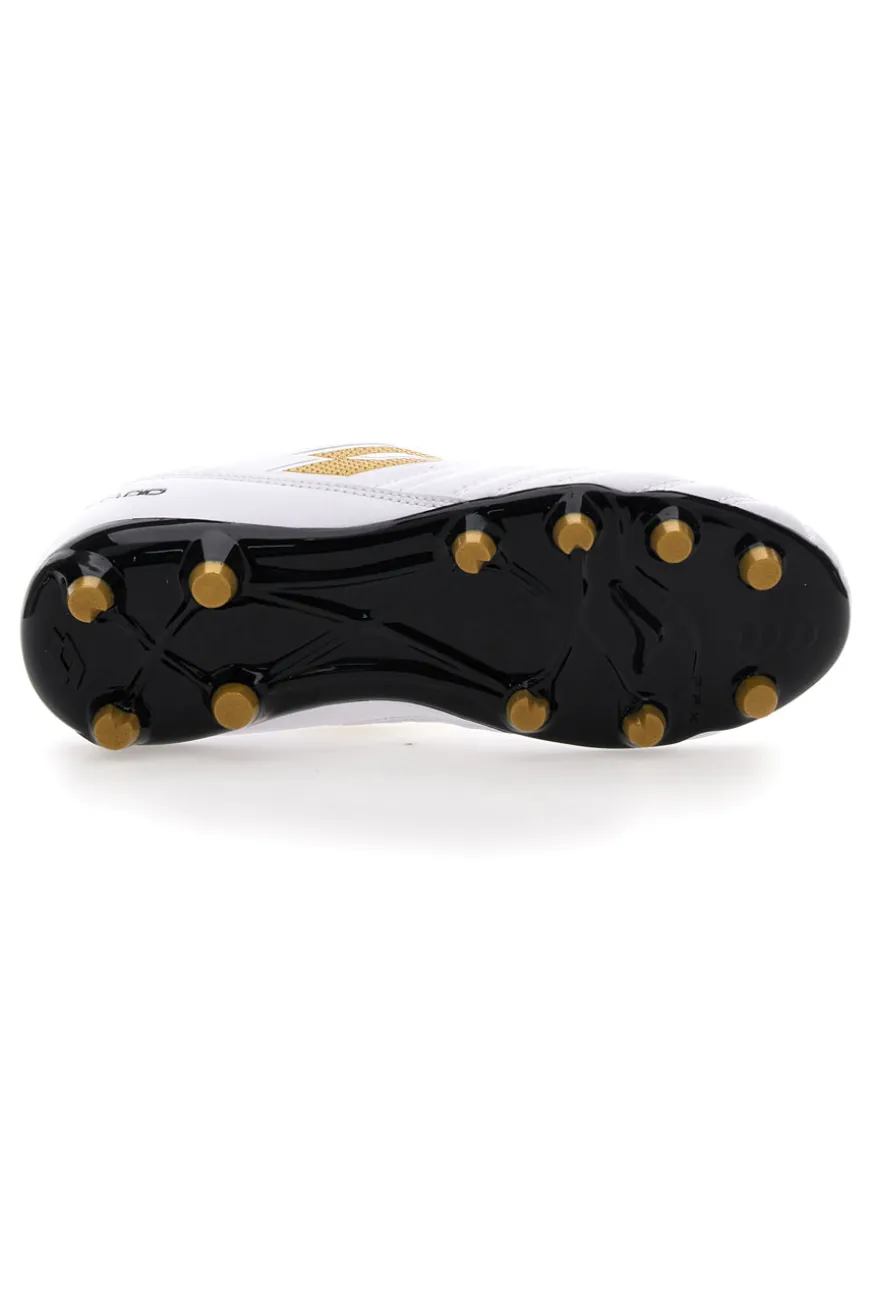 Weiß-goldene Lotto Stadio 705 Fg Jr. Fußballschuhe