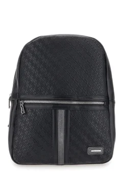Zaino in pelle nera con tasche interne LANCETTI CARIUS