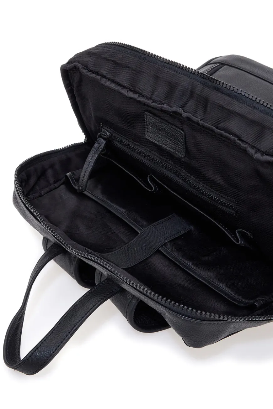 Zaino Nero in Pelle con Tasca Porta Computer GIANMARCO VENTURI CLASS BUSINESS