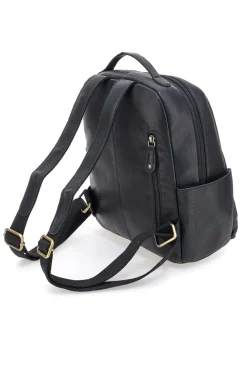 Zaino nero in vera pelle con tasche laterali Basile BA3545DX